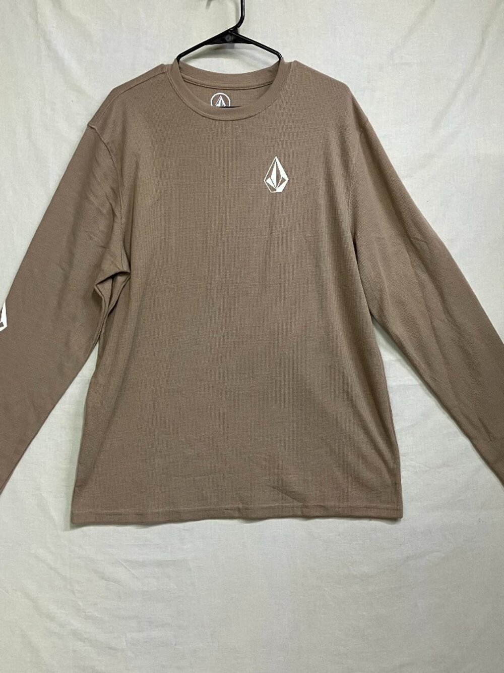 Volcom Thermal Long Sleeve Shirt Men's L/G Brown Waffle Knit Logo Skate Surf